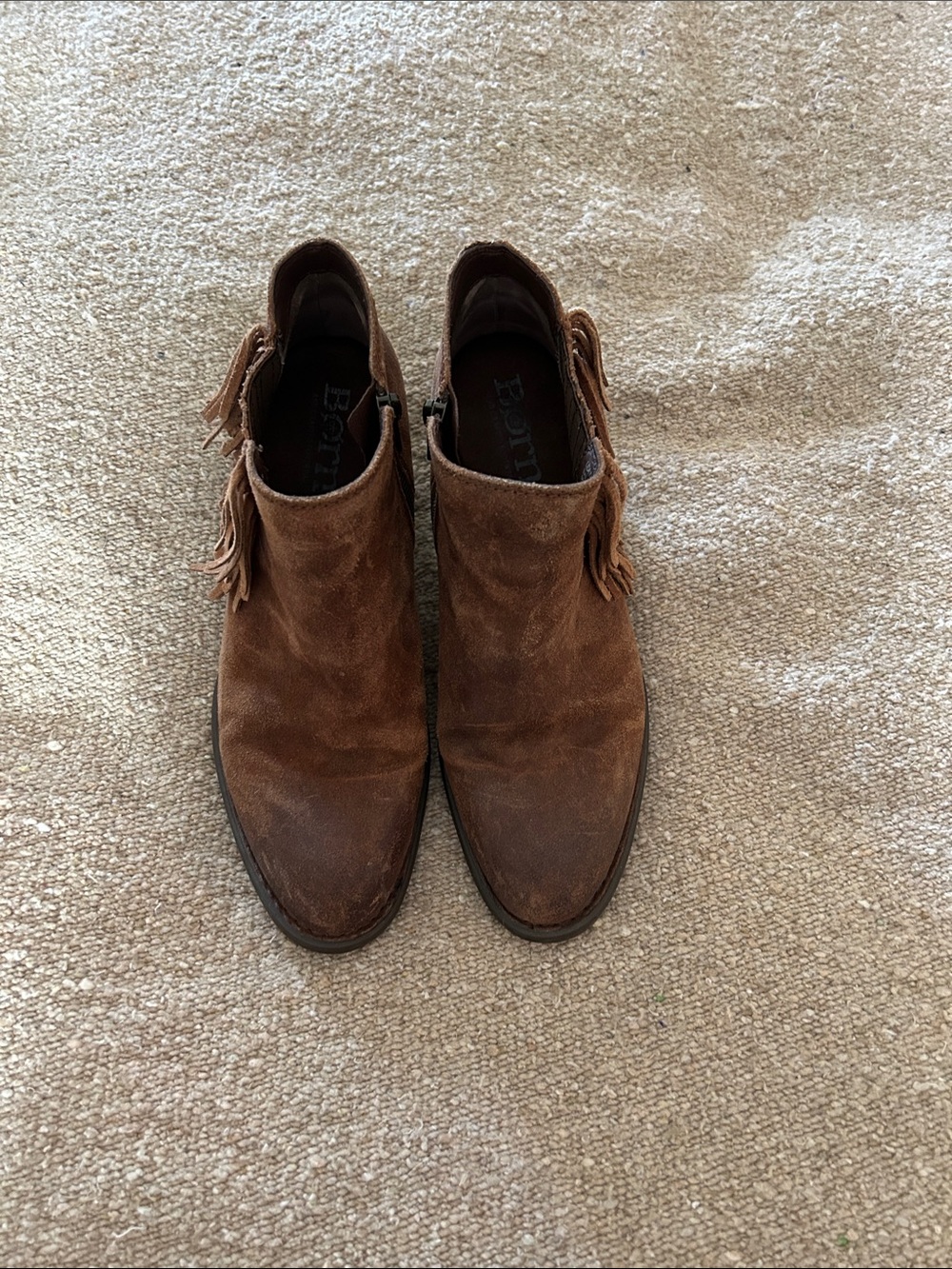 Born Brown Suede Fringe Ankle Booties